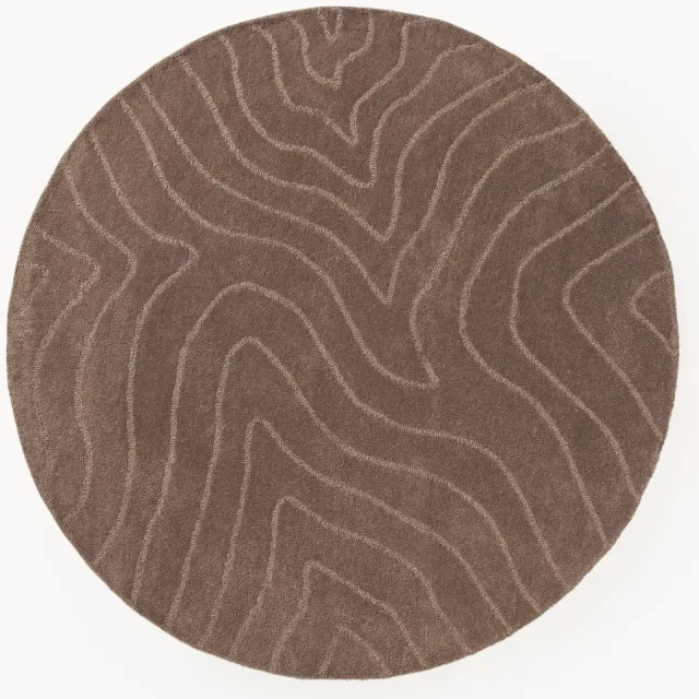 Westwing Collection Rond handgetuft wollen vloerkleed Aaron Bruin