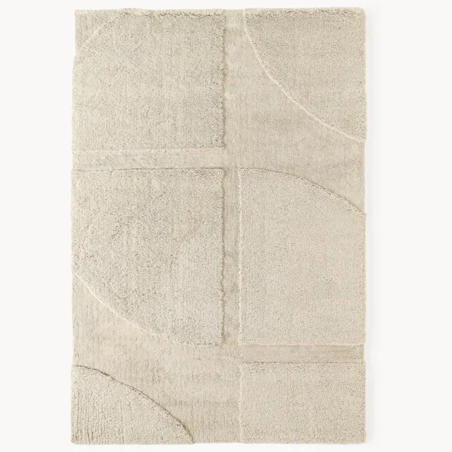 Westwing Collection Pluizig hoogpolig vloerkleed Jade met een verhoogde hoog-laag structuur Beige