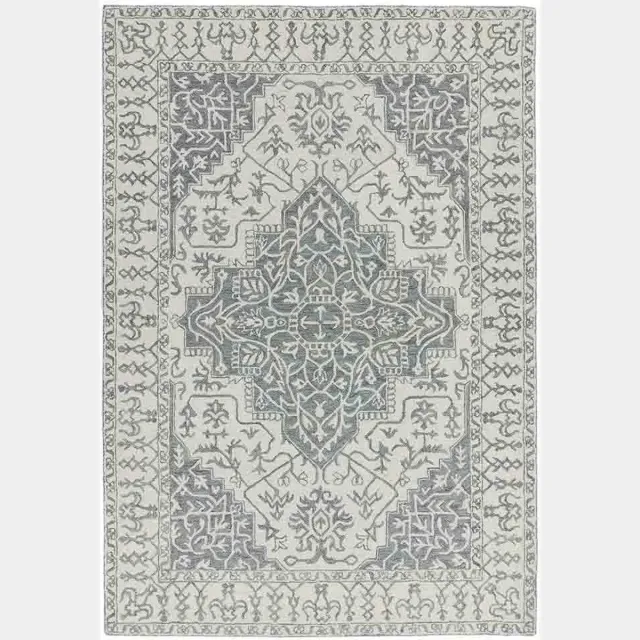 Eazy Living Easy Living - bronte-fine-Loop-Rug-Silver-Grey Vloerkleed - 200x290 - Rechthoek - Laagpolig,Vintage Tapijt - Klassiek - Beige, Grijs
