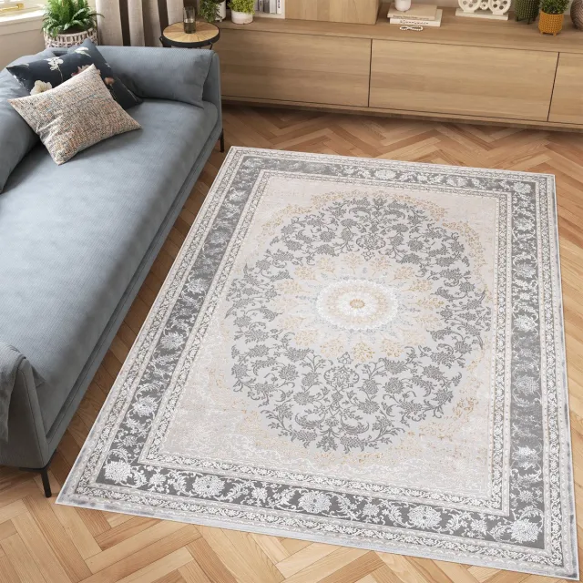 Tapiso Hera Vloerkleed Grijs Lichtgrijs Klassiek Woonkamer Tapijt Maat- 160x230 Lichtgrijs Grijs