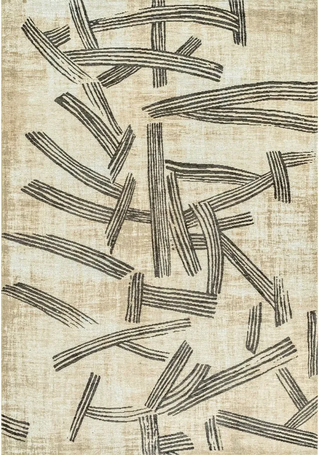 Louis de Poortere Wasbaar Binnen & Buiten Vloerkleed - 240 x 240 cm - Louis De Poortere Kanji Slate - Laagpolig Tapijt - Gerecycled PET - Made in Belgium - Circulair Beige