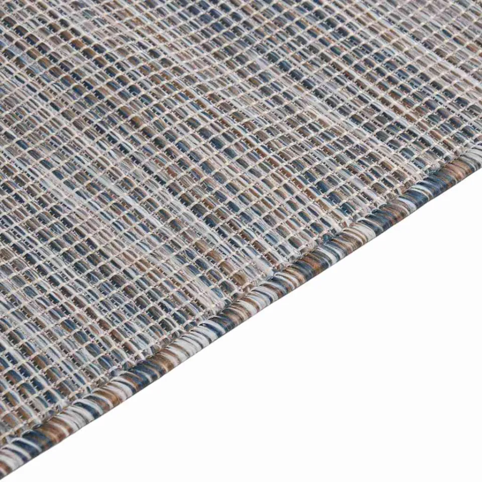 vidaXL Buitenkleed platgeweven 120x170 cm bruin en blauw, foto 4