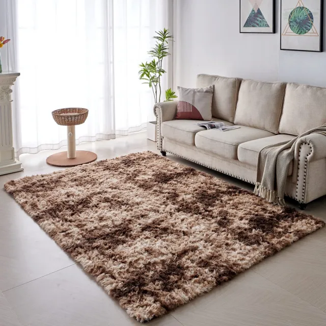 VOFUSHON Hoogpolig Tapijt - Modern, Zacht en Kleurrijk voor Woonkamer, Hal, Slaapkamer en Kinderkamer - 80 x 150 cm Bruin