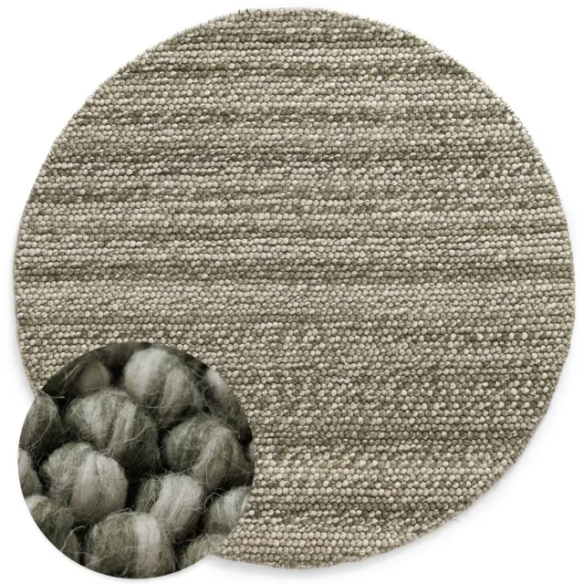 Nordic Weavers Rond wollen vloerkleed - Fjell olijfgroen 150