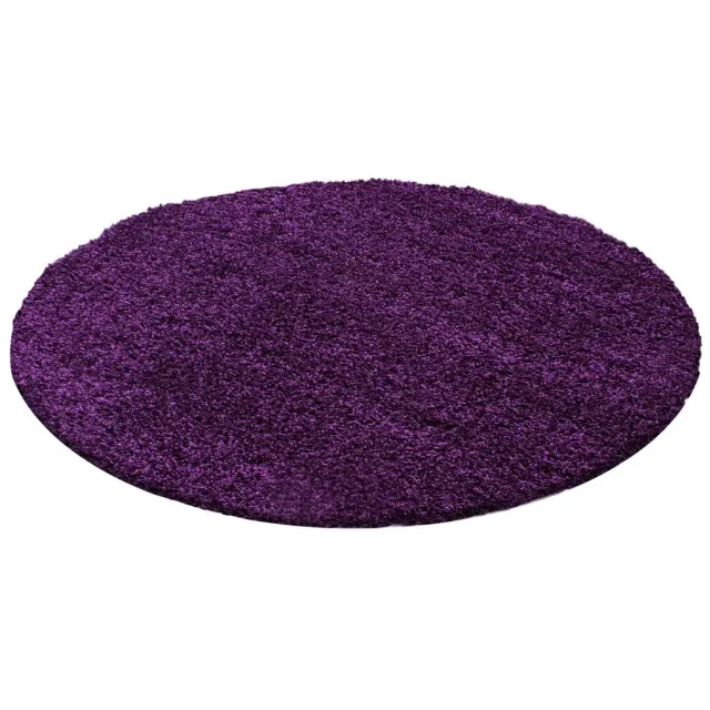 Dutch XXL Rond Hoogpolig Vloerkleed | Tapijt | Shaggy | Life | Uni | Paars | 120x120 cm