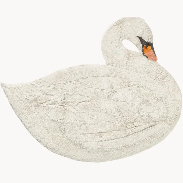 Lorena Canals Handgemaakt kindervloerkleed Swan Lake, wasbaar Wit