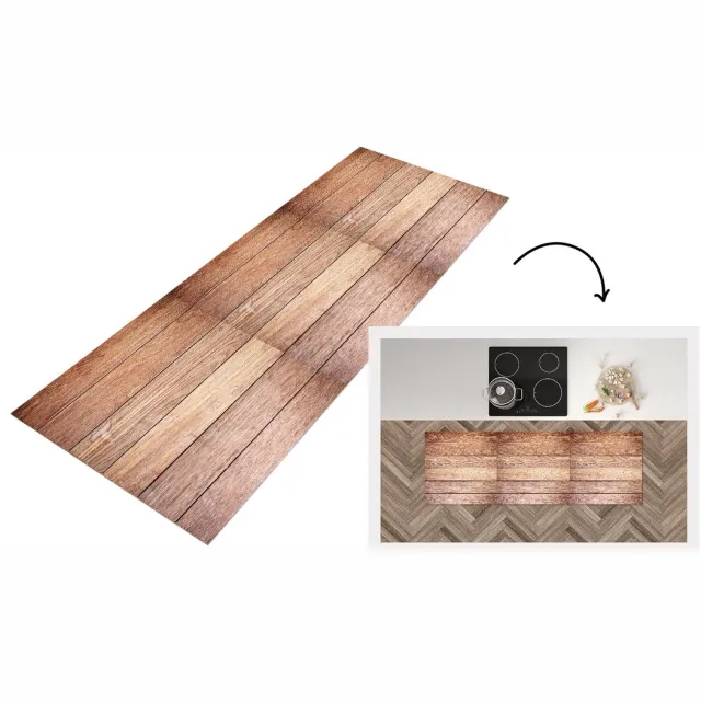 KitchenYeah Keukenloper 150x50 cm - Keukenmat vinyl Eikenhout - Planken - Patronen - Keukenmatten loper - Keuken vloerkleed tapijt