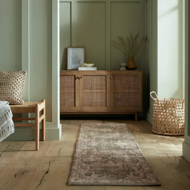 flycarpets Loper Selena Vintage Laagpolig - Jute Vloerkleed - Groen - 60x230 cm