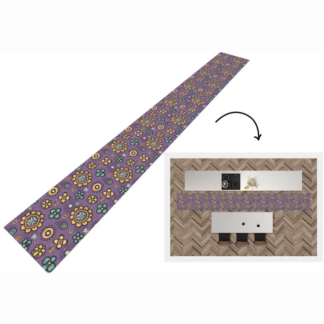 KitchenYeah Keukenloper - Keukenmat - Meisjes - Vlinder - Planten - Patronen - Keuken vloerkleed Multicolor