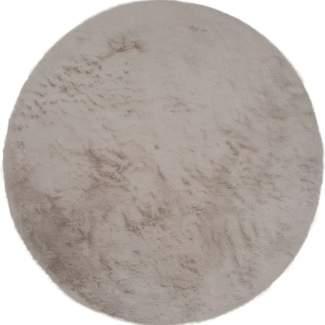 Veer Carpets Vloerkleed Morbido Nature 23 - Rond ø200 cm - Extra Hoogpolig Fluffy Vloerkleed in Scandinavische / Hotel Chique Stijl Taupe