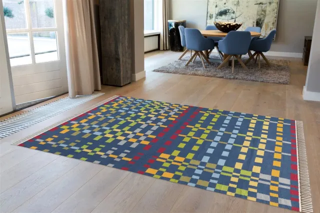 Dutch XXL Wollen Vloerkleed | Tapijt | Craft | Blokken | Multikleur