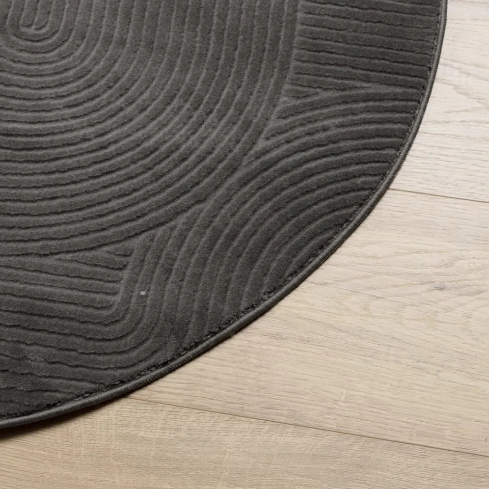 vidaXL Vloerkleed IZA laagpolig Scandinavisch Ø 80 cm antraciet, foto 3