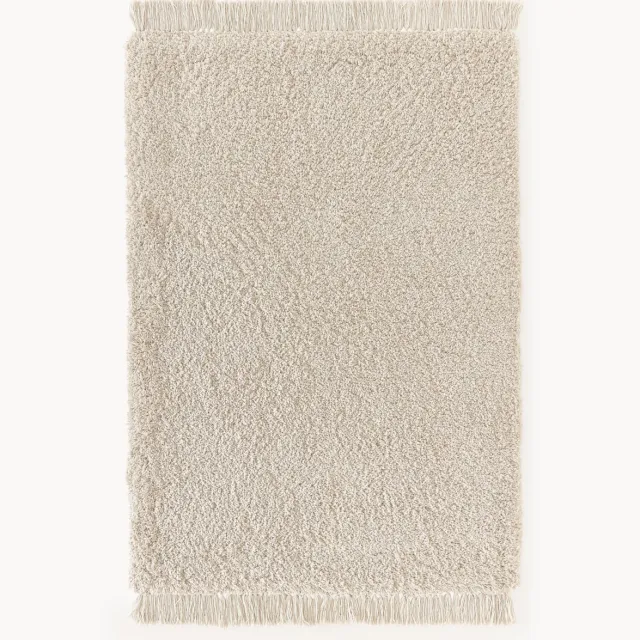 Westwing Collection Pluizig hoogpolig vloerkleed Dreamy met franjes Beige