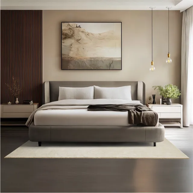 Tectake Kortpolig Vloerkleed -140 x 200 cm - Beige - 1630 g/m² Poolgewicht - Tapijt voor Woonkamer, Slaapkamer, Eetkamer - Onderhoudsvriendelijk en Wasbaar - Antislip Ondertapijt - Allergievriendelijk - Diverse maten en kleuren