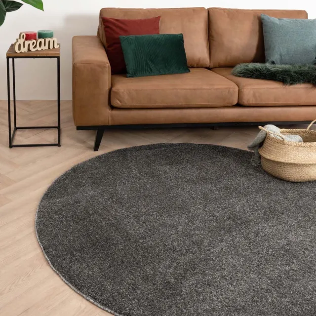 Tapeso Rond vloerkleed - Fine grijs 160