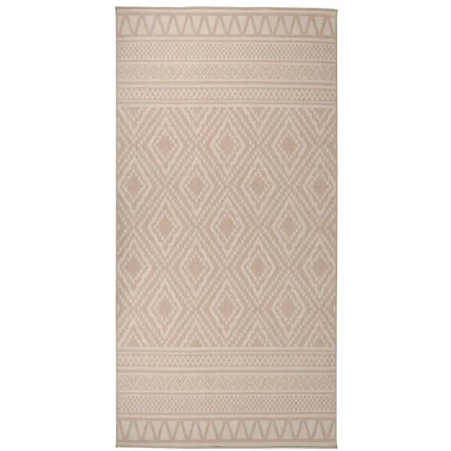 vidaXL Buitenkleed met patroon platgeweven 100x200 cm bruin