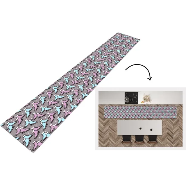 KitchenYeah Keukenloper - Keukenmat - Schaatsen - Patroon - Winter - Keuken vloerkleed Multicolor