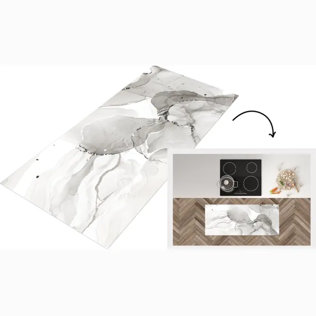 KitchenYeah Keukenloper - Loper keuken - Marmer - Grijs - Zwart - Keukenloper vinyl