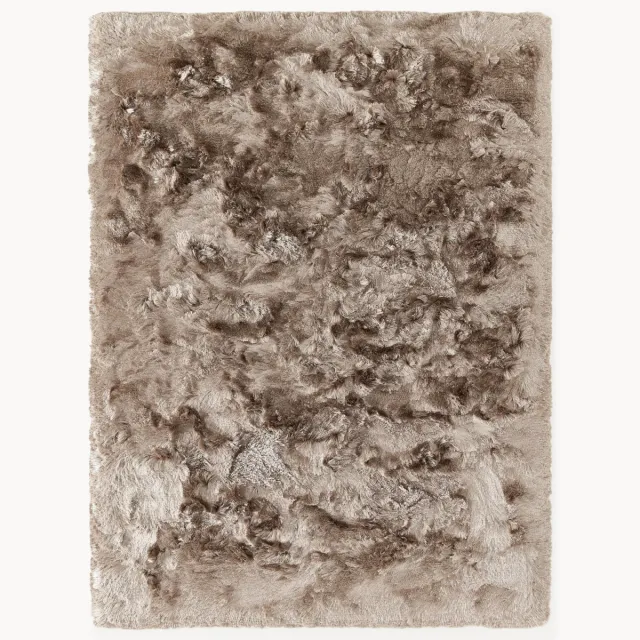 Westwing Collection Glanzend hoogpolig vloerkleed Jimmy Taupe