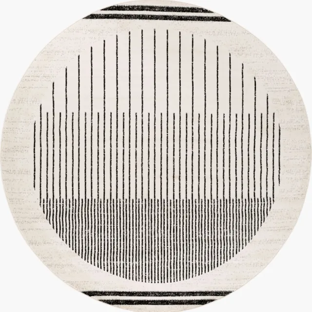 Surya Enso rond vloerkleed modern scandinavisch zwart gebroken wit