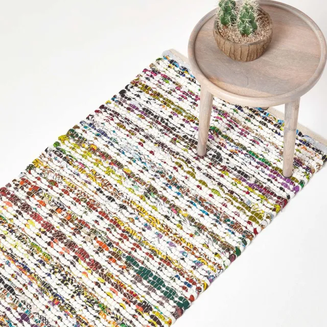 Homescapes Kleurrijk handgeweven katoenen Chindi-tapijt, 66 x 200 cm Veelkleurig