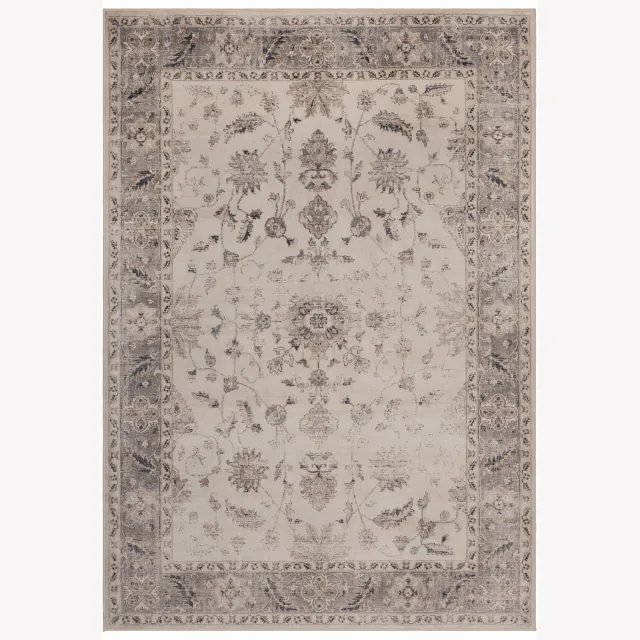 Moonay Vintage Vloerkleed Atlas Bloemen 120x170 cm - Wasbaar Antislip Beige