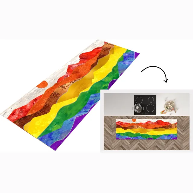 KitchenYeah Keukenloper - Loper keuken - Regenboog - Gay - Pride - Keukenloper vinyl Multicolor