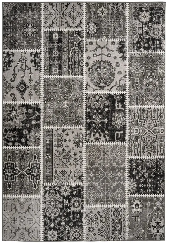 Dutch XXL Vintage Vloerkleed | Tapijt | Ariya | Patchwork | Grijs | 200x290 cm