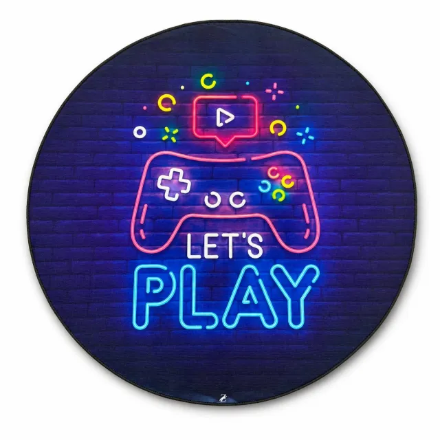 ZoeZo Design ZoeZo Game Controller Vloerkleed Kinderkamer - Zacht Speelkleed - Speelkamer - Anti Slip - Ø 120 cm Zwart