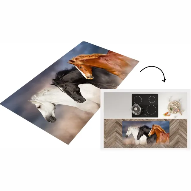 KitchenYeah Keukenloper - Loper keuken - Paarden - Boerderijdieren - Vacht - 120x60 cm - Keukenloper vinyl Multicolor