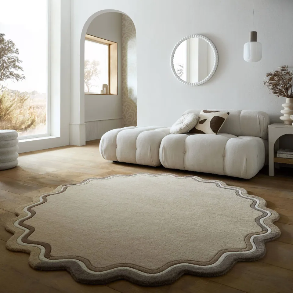 Flair Rugs Leo Scallop Border vloerkleed taupe, foto 2