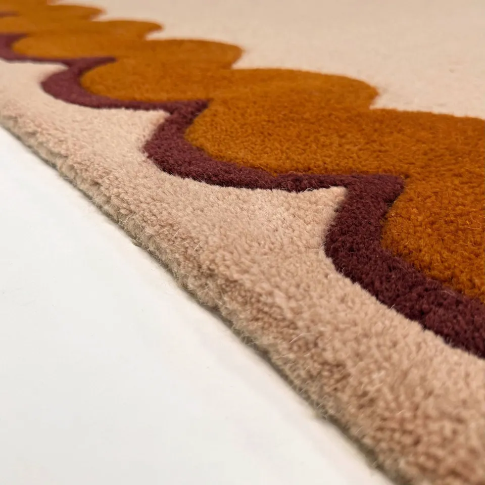 Flair Rugs Wiggle Border wollen vloerkleed oranje, foto 5