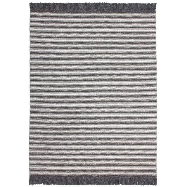 Dutch XXL Wollen Vloerkleed | Tapijt | Natura | Strepen | Naturel/Antraciet | 160x230 cm Naturel / Antraciet