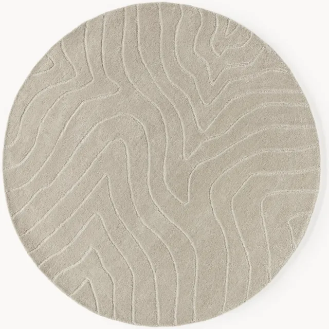 Westwing Collection Rond handgetuft wollen vloerkleed Aaron Taupe