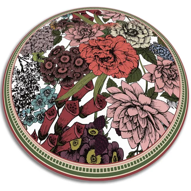 TULUP Vinyl Tapijt - Diverse bloemen PVC Floor Mat - 140 cm - Rood PVC Vloer Mat - Ronde Vloerkleed Vinyl - Haltapijt - Keukentapijt Rood Diverse bloemen