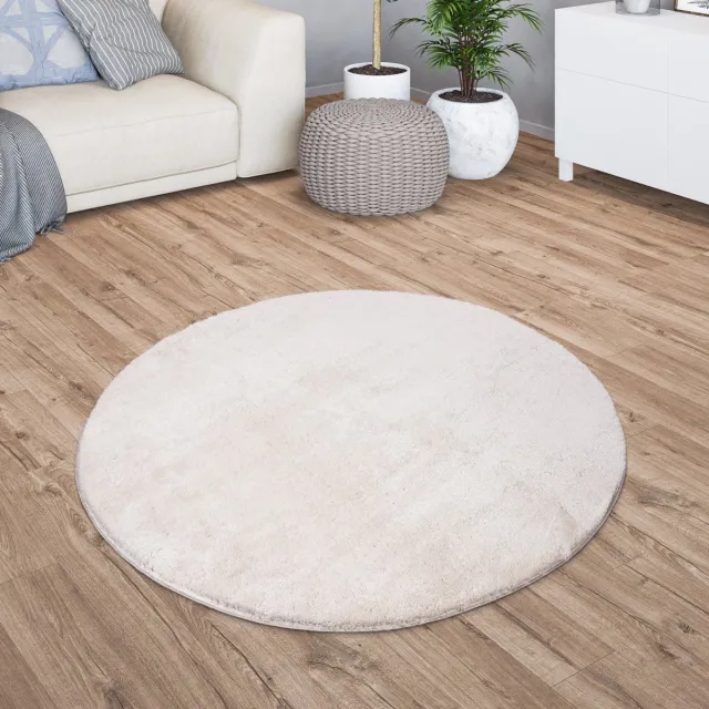 TT Home Woonkamer korte pool effen modern design wasbaar beige 3 80 x 80 cm Vierkant