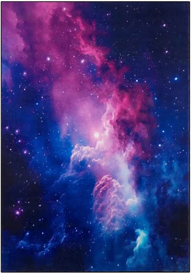 Tapiso COSMO GAME Vloerkleed Kinderkamer Galaxy Sterrenhemel Kindertapijt Ruimtevaart Speeltapijt Blauw Roze Nevel Motief Antislip - 160x230
