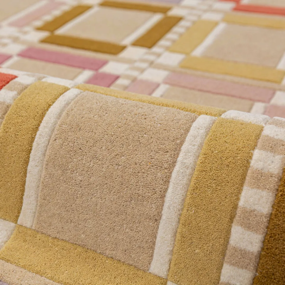Flair Rugs Quadro Checkerboard wollen vloerkleed meerkleurig beige/blauw/groen/rood, foto 5