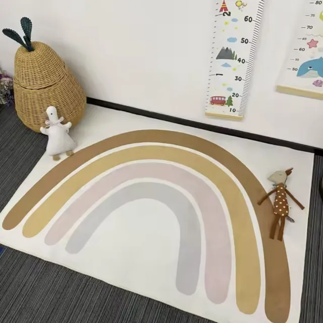Honeybears regenboog vloerkleed kinderen – Rechthoekig vloerkleed regenboog – Vloerkleed kinderkamer – Babykamer - 140x100cm Creme