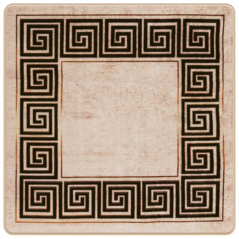 vidaXL Vloerkleedloper MARSA Beige en zwart 100 x 100 cm