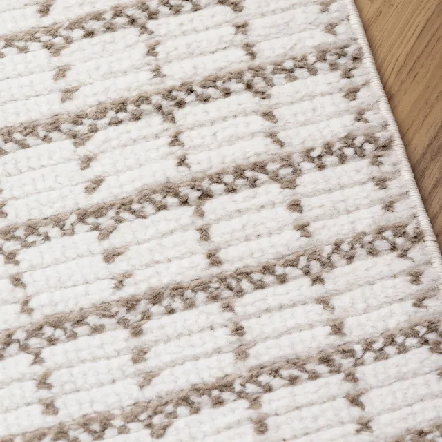 TESSO LIVING Premium Natural Look Vloerkleed – Raster Crème-Beige - 160cm x 220cm