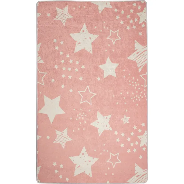 Bosdela Kinder- en Babykleed met Sterren, Roze Wasbaar vloerkleed voor kinder- en babykamers, 100x160 cm, zacht, ideaal voor speelkamers en verschoonruimtes.