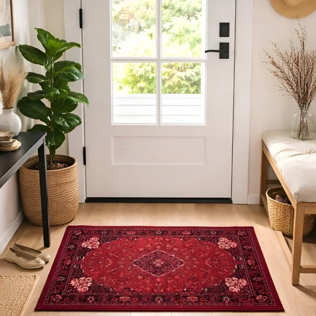 Lavandoux Deurmat - Vintage - Azra - Rood - 50 x 80 cm