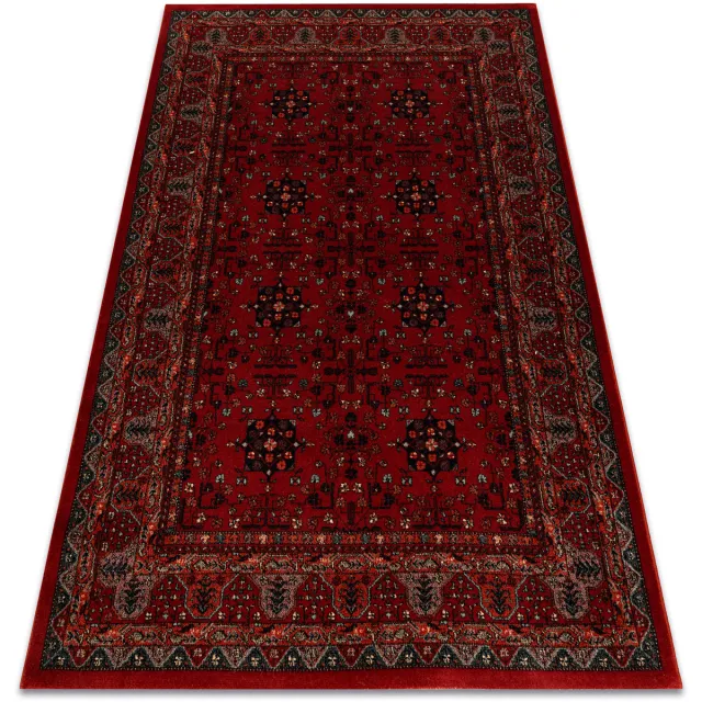 RUGSX Kleden Rugsx Wollen tapijt KASHQAI 4302 300 Bloemen, kader 160x240 cm Bordeau