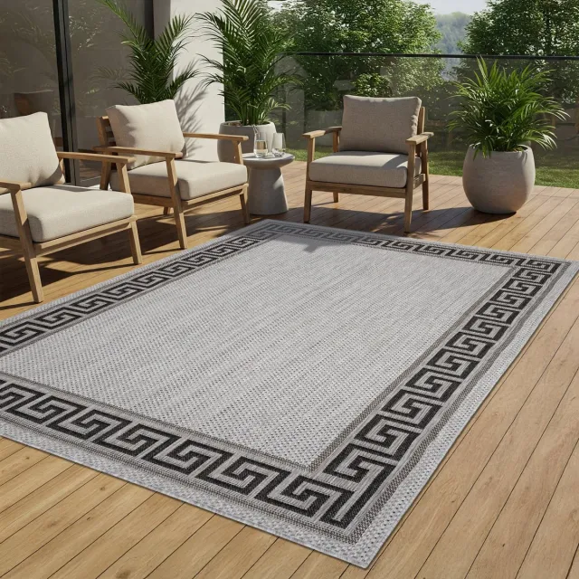 Tapiso Melissa Buitenkleed Buitentapijt Grijs Vloerkleed Binnen Buiten Kleed Tapijt Maat- 60x100 Grijs 4