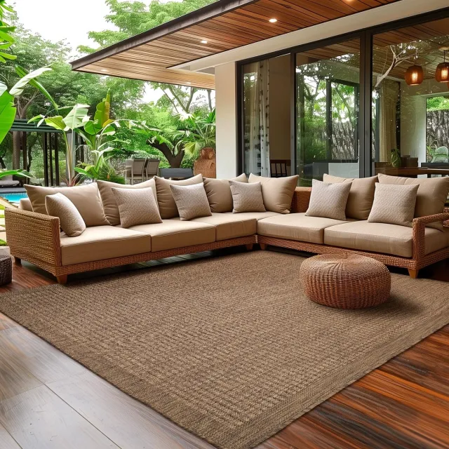 Famanu Indoor outdoor vloerkleed met , bruin effen, wasbaar en onderhoudsvriendelijk, ideaal voor balkon, terras en keuken