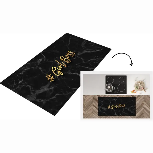 KitchenYeah Keukenloper - Loper keuken - Quotes - Girl - Goud - Marmer - 120x60 cm - Keukenloper vinyl Multicolor