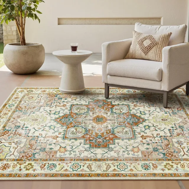 GENIMO Tapijt voor Woonkamer, Machinewasbaar Vintage Tapijten met antislip achterkant, Vloerkleden voor slaapkamer, eetkamer, ingang, hal, Caramelbruin,160X230CM
