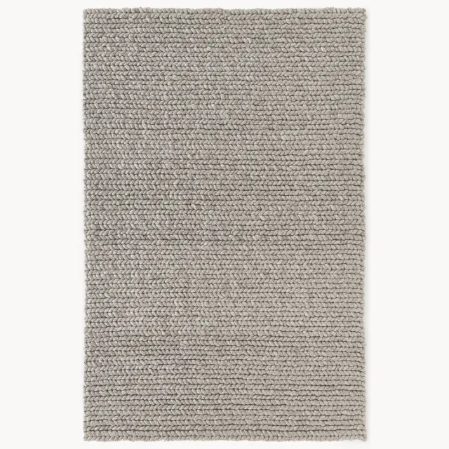 Westwing Collection Wollen vloerkleed Bruna met gevlochten structuur Taupe