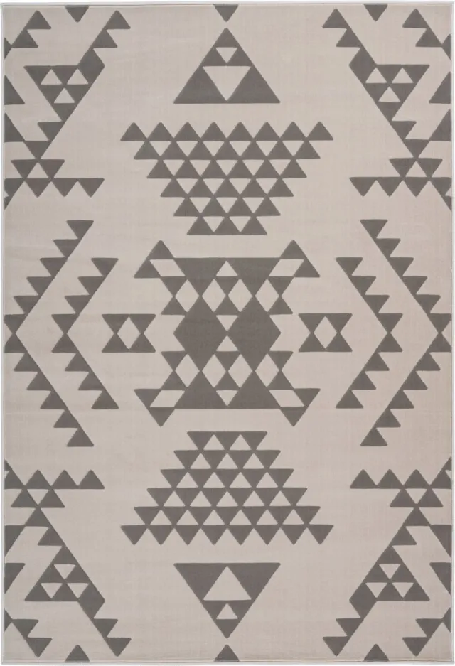 Padiro stijlvol laagpolig vloerkleed - crème / offwhite - geometrisch boho-patroon - van polypropyleen en jute beige